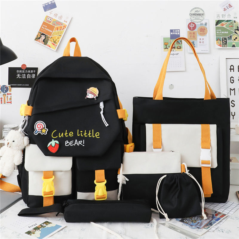 Korean Version Of The Tide Hit Color Harajuku Large-capacity Grade Primary School Bag Five Piece Set - KreovaKids