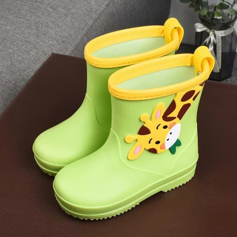 Removable Cartoon Giraffe Rain Shoes Boys And Girls Animal Pattern Rain Boots - KreovaKids