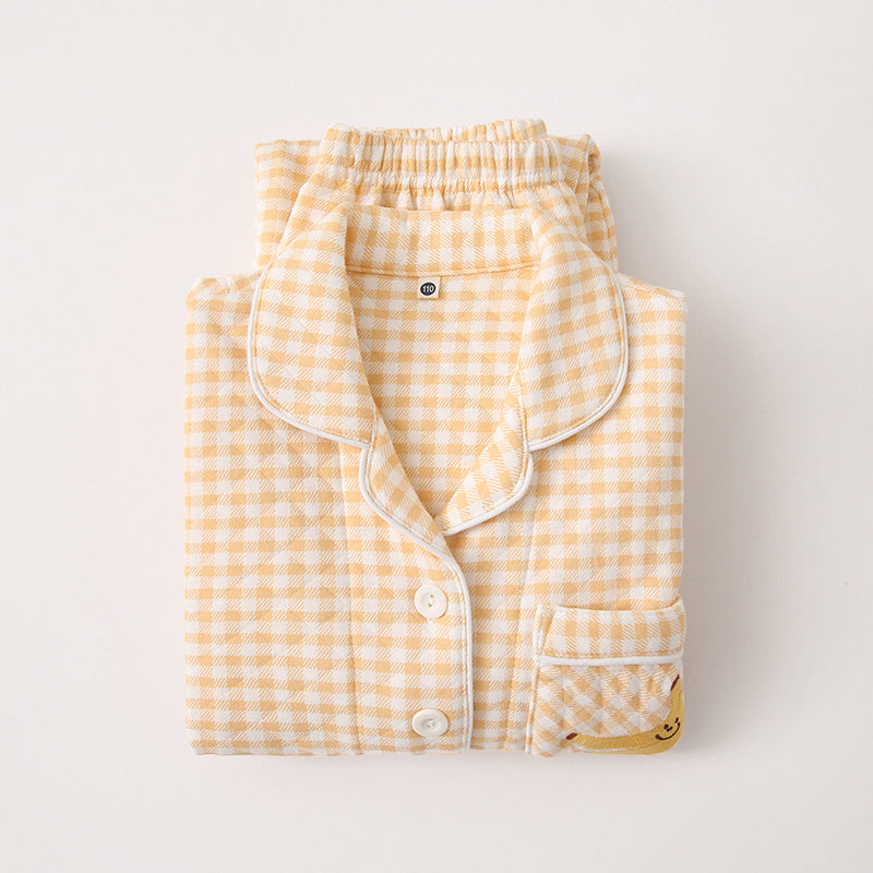 Autumn And Winter Cotton Thick Air Cotton Long Sleeved Pajamas For Girls And Boys - KreovaKids