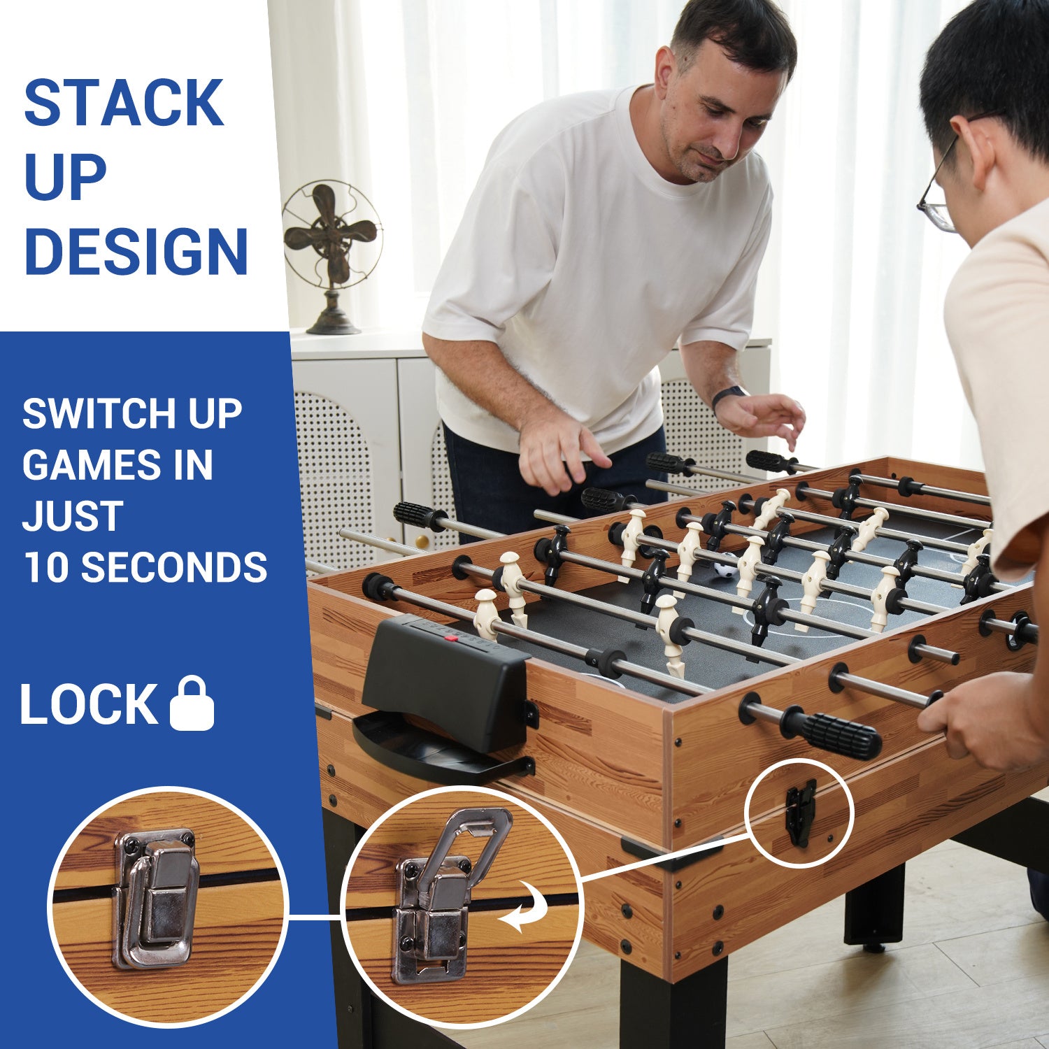 48in Folding Portable Combination Game Table Set With Ping Pong, Air Hockey, Pool Billiards For Kids And Adults, Indoor And Outdoor Games - KreovaKids