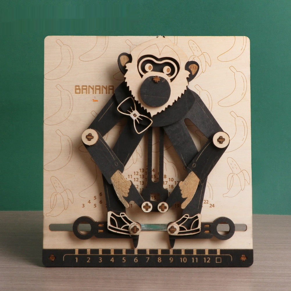 Monkey Wooden Mechanical Model Movable Assembled Children&