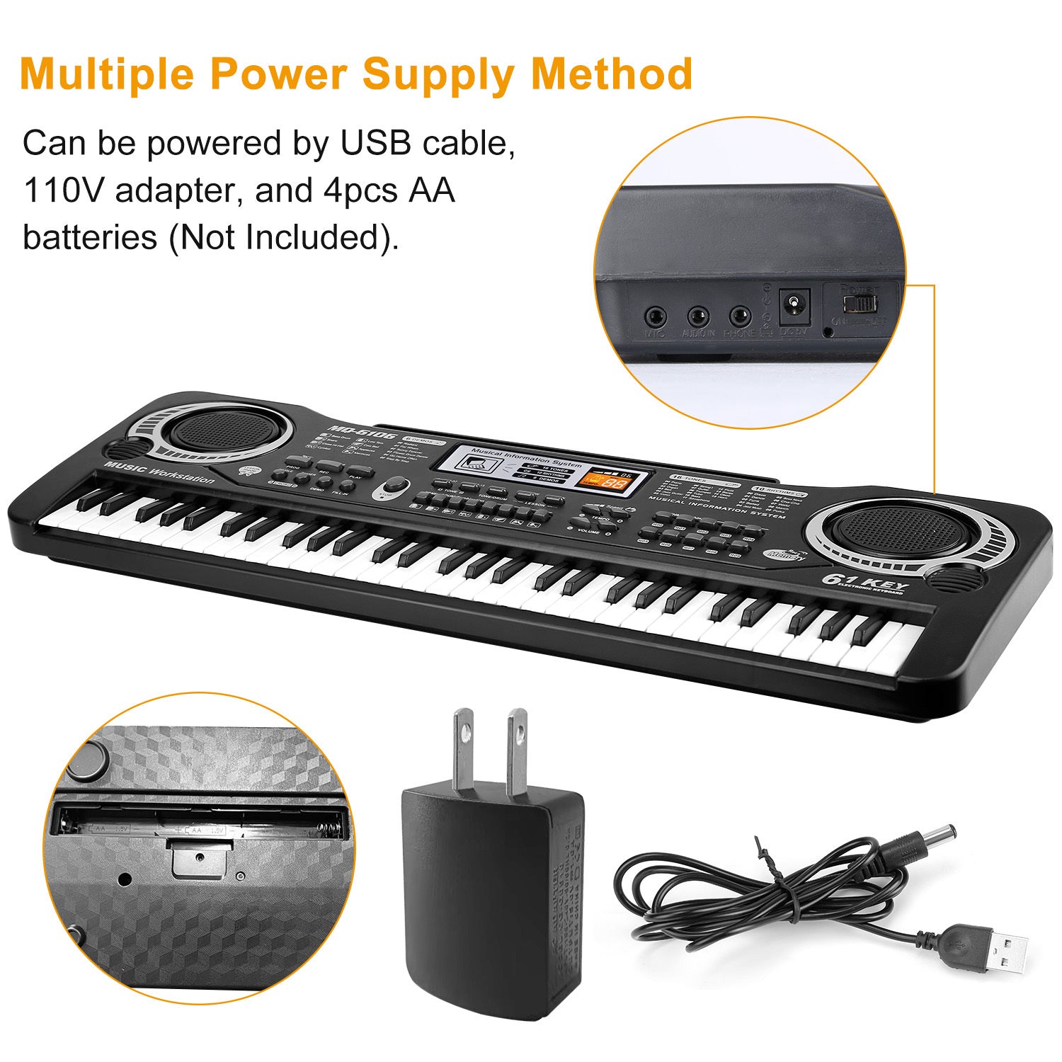 61 Keys Digital Music Electronic Keyboard Electric Piano Musical Instrument Kids Learning Keyboard With Microphone For Beginners Kids Girls Boys Adults - KreovaKids