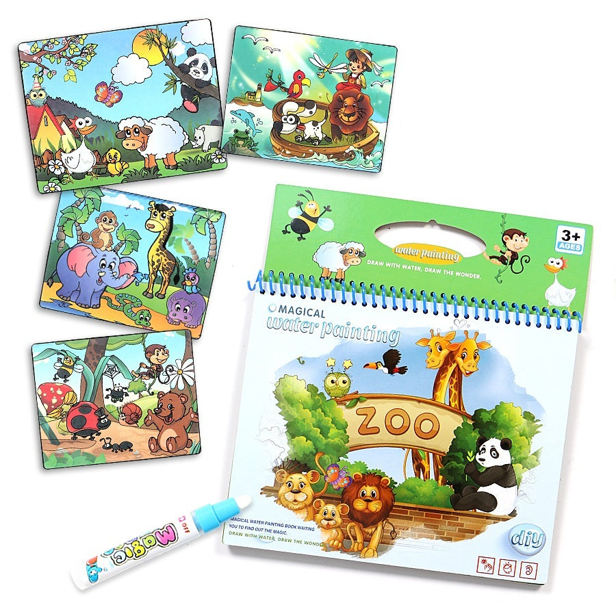 Early Education Clear Water Painting Life Common Sense Digital English Anime Water Album Graffiti Water Painting Book Color Filling Color Applying Books - KreovaKids