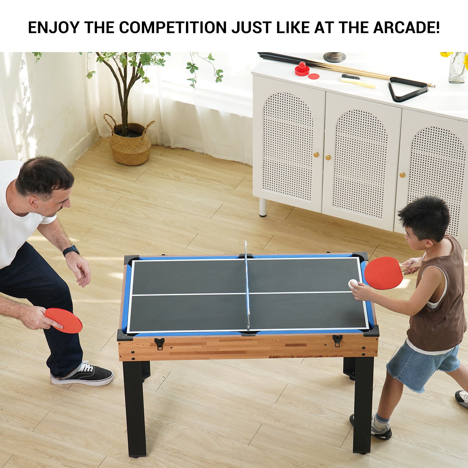 48in Folding Portable Combination Game Table Set With Ping Pong, Air Hockey, Pool Billiards For Kids And Adults, Indoor And Outdoor Games - KreovaKids