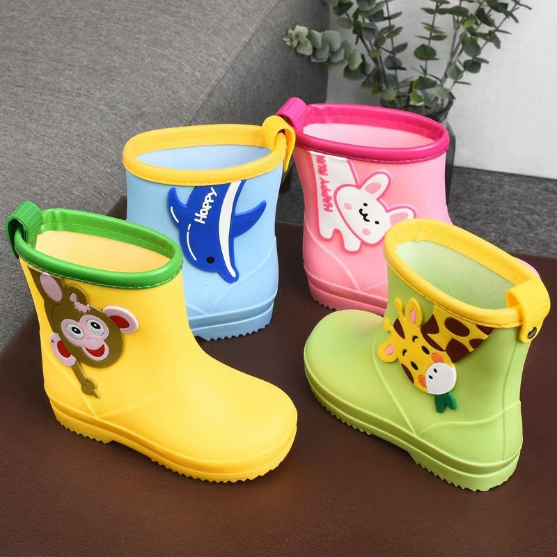 Removable Cartoon Giraffe Rain Shoes Boys And Girls Animal Pattern Rain Boots - KreovaKids