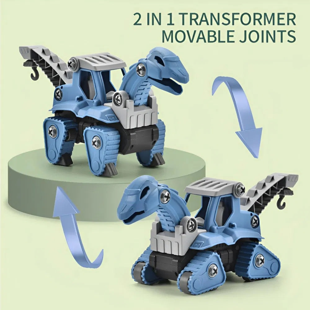 5 Pack Take Apart Dinosaur Set With Electric Drill, Construction Building Toy For Boys, Ideal Xmas Birthday Gift - KreovaKids