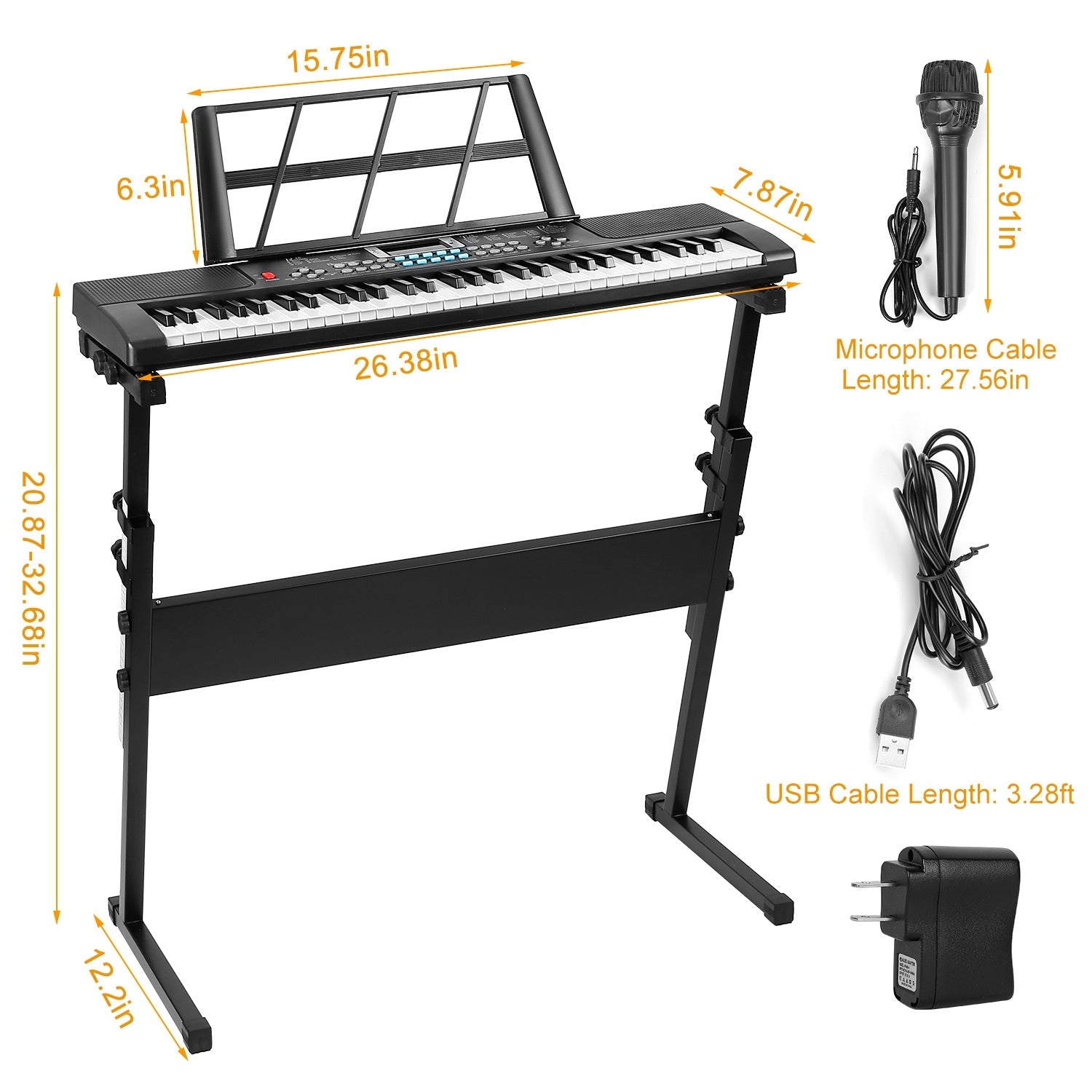 1P 61 Keys Digital Music Electronic Keyboard Electric Musical Piano Instrument Kids Learning Keyboard With Stand Microphone For Beginners - KreovaKids