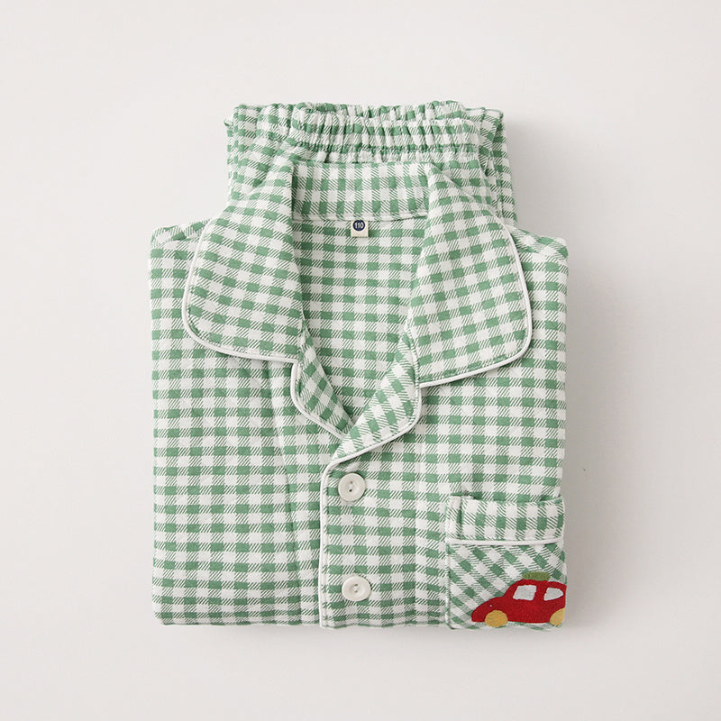 Autumn And Winter Cotton Thick Air Cotton Long Sleeved Pajamas For Girls And Boys - KreovaKids