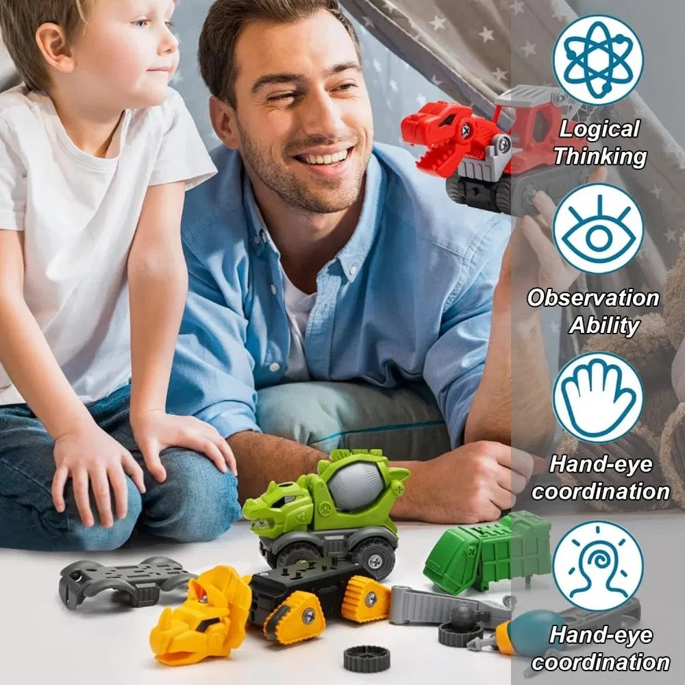 5 Pack Take Apart Dinosaur Set With Electric Drill, Construction Building Toy For Boys, Ideal Xmas Birthday Gift - KreovaKids