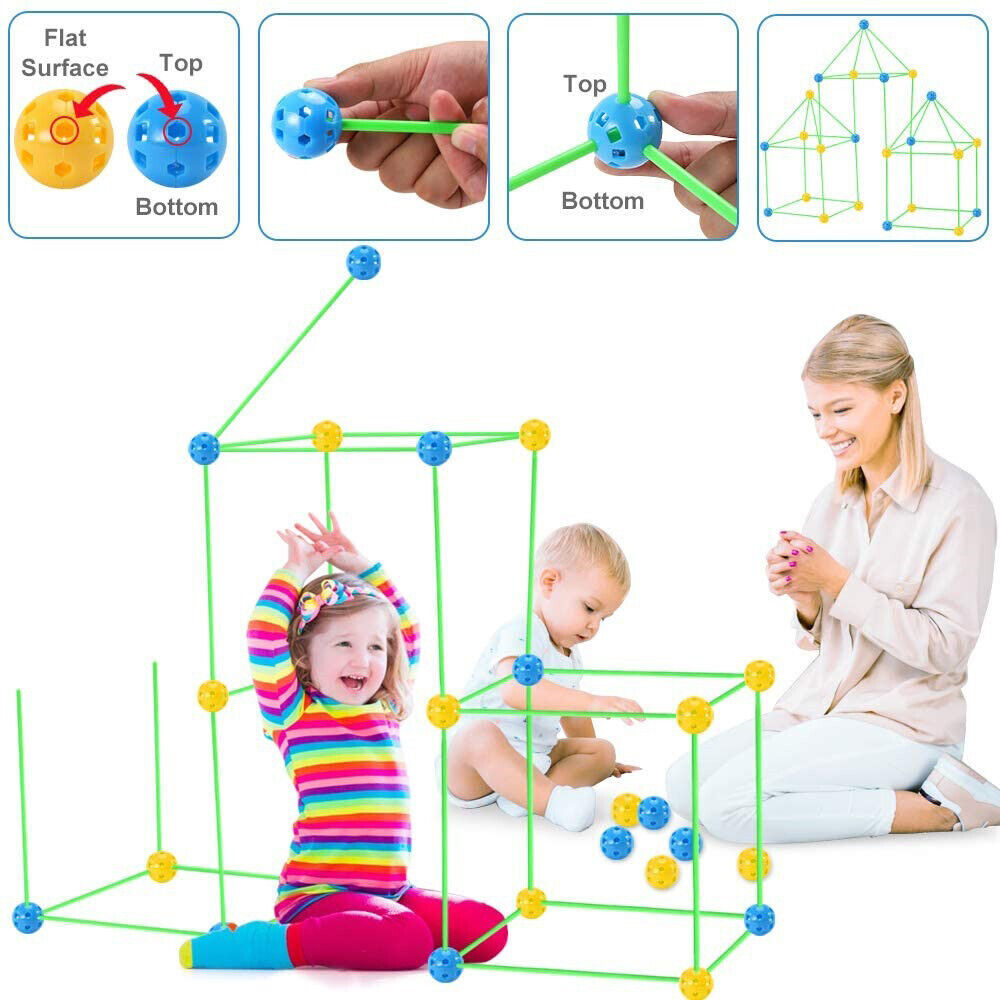 265Pcs DIY Build Your Own Den Set Children Present Tent Kids Funny Boy Girl Toys - KreovaKids