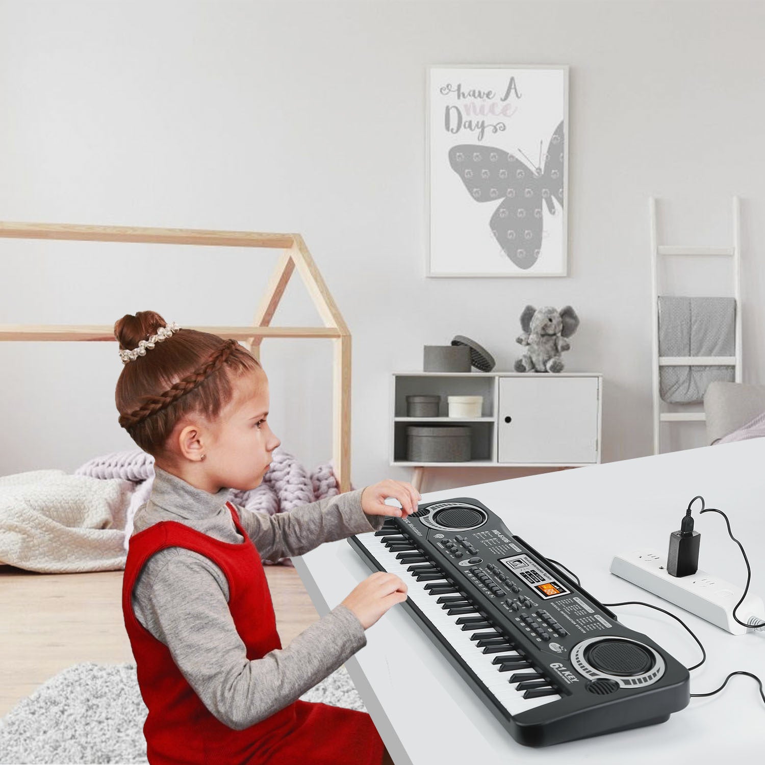 61 Keys Digital Music Electronic Keyboard Electric Piano Musical Instrument Kids Learning Keyboard With Microphone For Beginners Kids Girls Boys Adults - KreovaKids