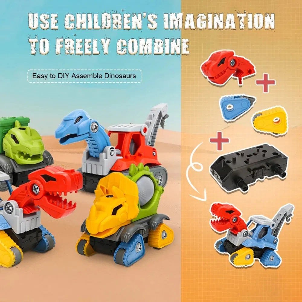5 Pack Take Apart Dinosaur Set With Electric Drill, Construction Building Toy For Boys, Ideal Xmas Birthday Gift - KreovaKids