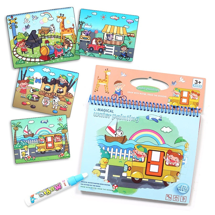 Early Education Clear Water Painting Life Common Sense Digital English Anime Water Album Graffiti Water Painting Book Color Filling Color Applying Books - KreovaKids