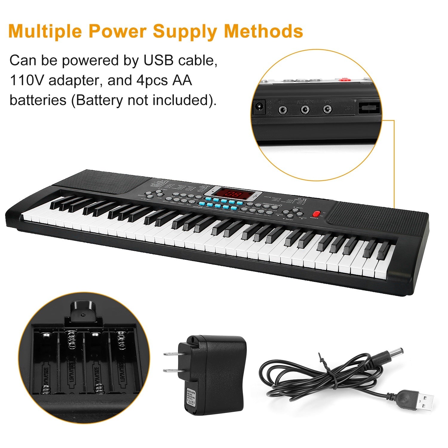 1P 61 Keys Digital Music Electronic Keyboard Electric Musical Piano Instrument Kids Learning Keyboard With Stand Microphone For Beginners - KreovaKids