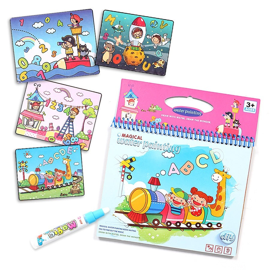 Early Education Clear Water Painting Life Common Sense Digital English Anime Water Album Graffiti Water Painting Book Color Filling Color Applying Books - KreovaKids