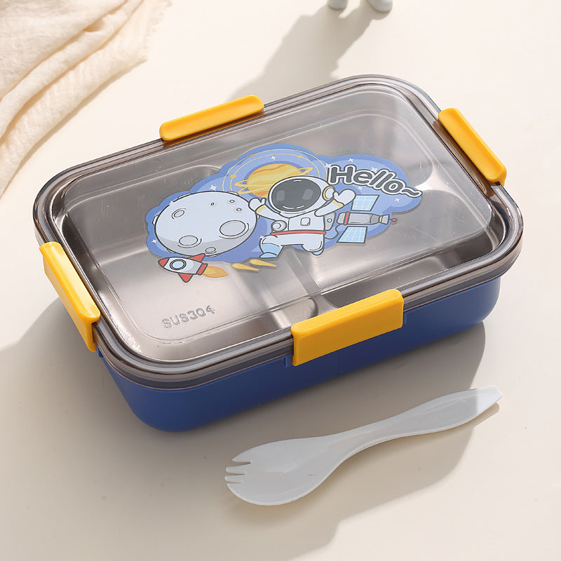 304 Stainless Steel Lunch Box Students Divided Into Lunch Box Three Grids - KreovaKids