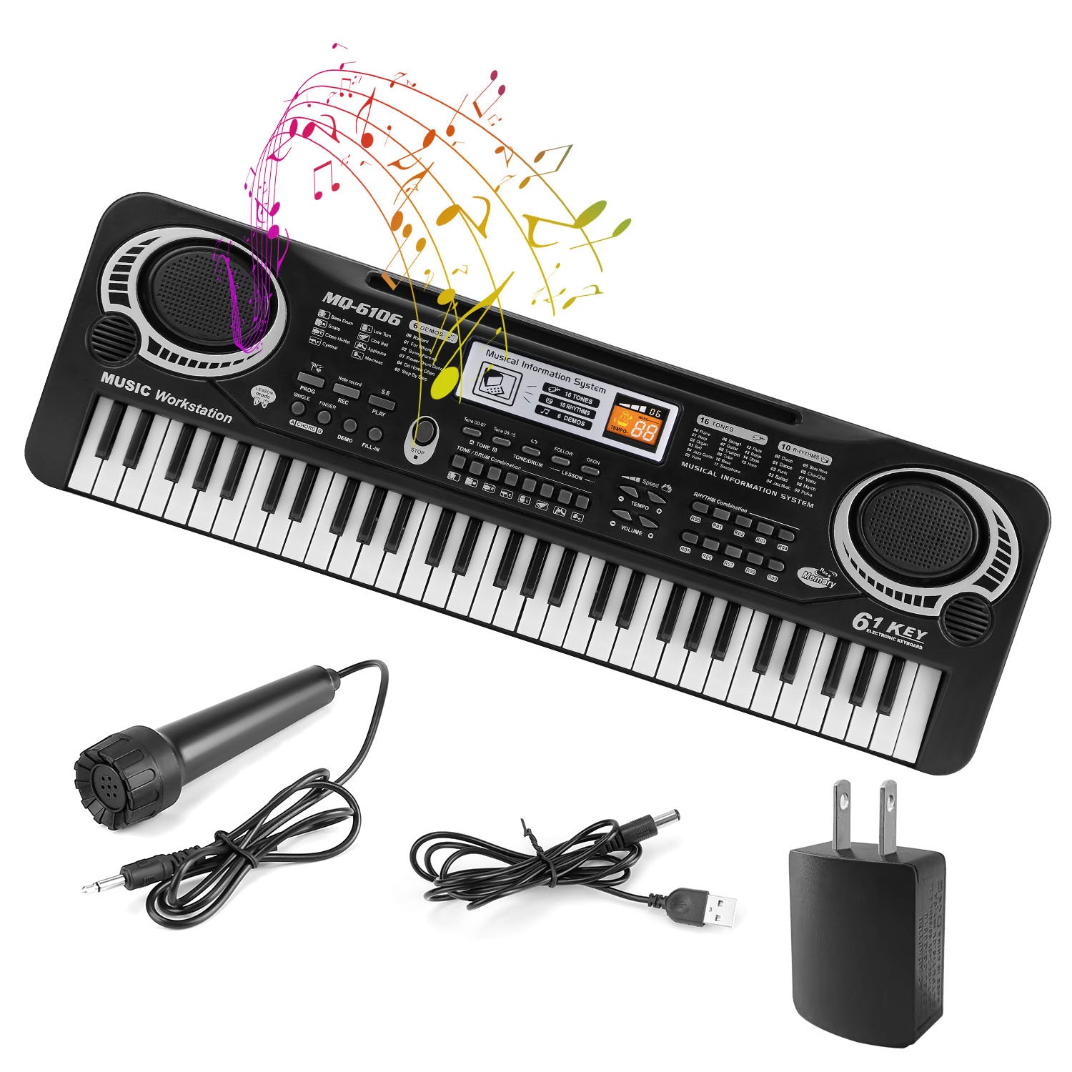 61 Keys Digital Music Electronic Keyboard Electric Piano Musical Instrument Kids Learning Keyboard With Microphone For Beginners Kids Girls Boys Adults - KreovaKids