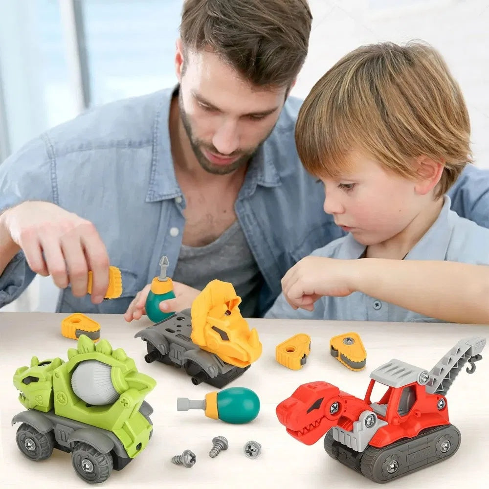 5 Pack Take Apart Dinosaur Set With Electric Drill, Construction Building Toy For Boys, Ideal Xmas Birthday Gift - KreovaKids