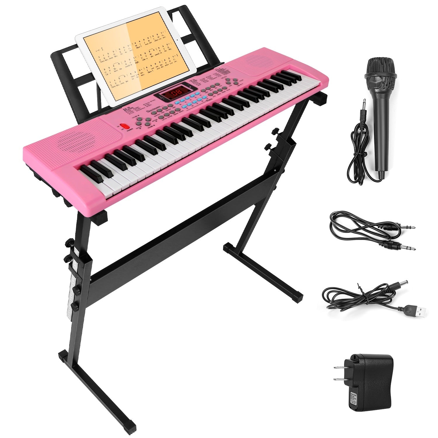 1P 61 Keys Digital Music Electronic Keyboard Electric Musical Piano Instrument Kids Learning Keyboard With Stand Microphone For Beginners - KreovaKids