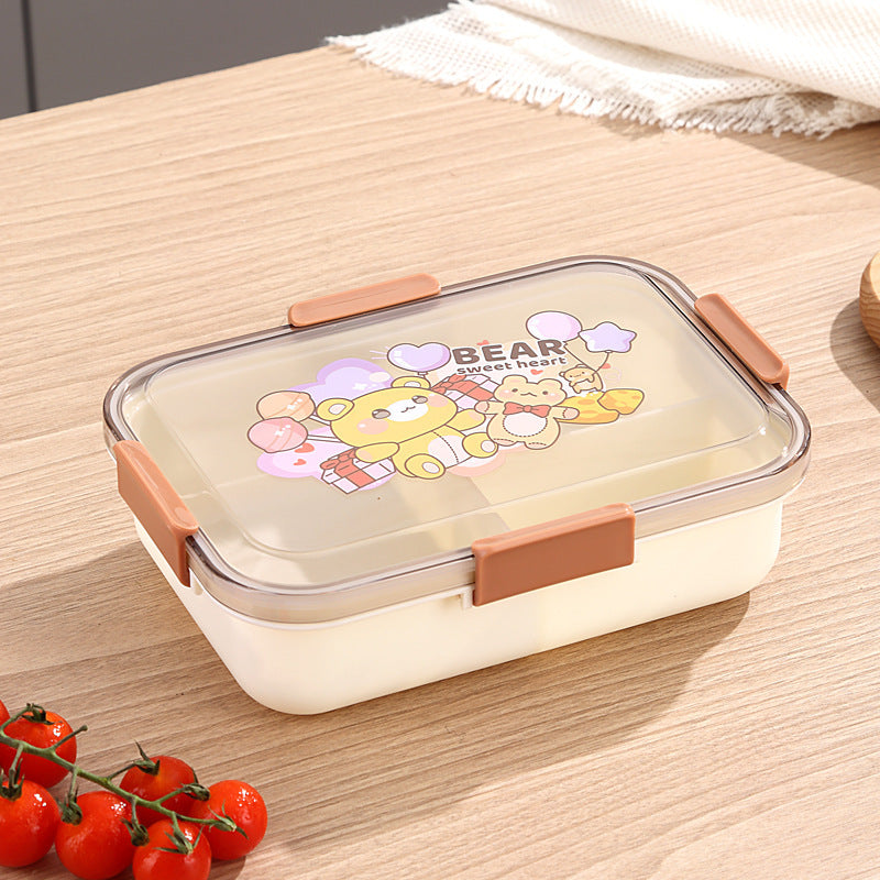 304 Stainless Steel Lunch Box Students Divided Into Lunch Box Three Grids - KreovaKids