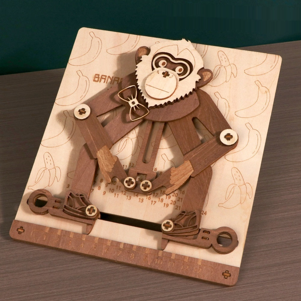 Monkey Wooden Mechanical Model Movable Assembled Children&