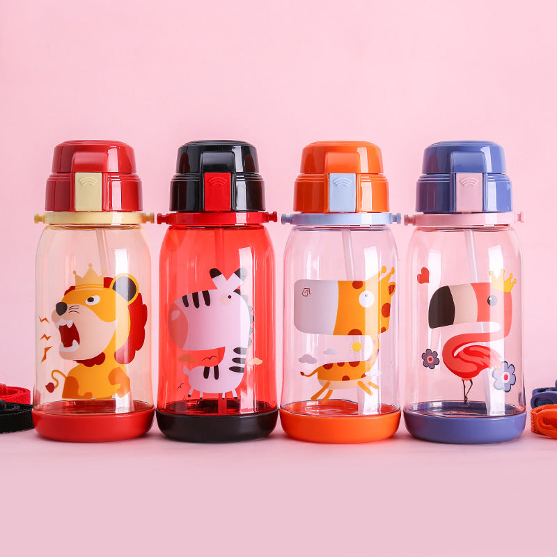650ml Kids Water Bottle With Straw BPA Free Children Water Drinking Kettle Healthy Plastic Portable Sports Bottle - KreovaKids