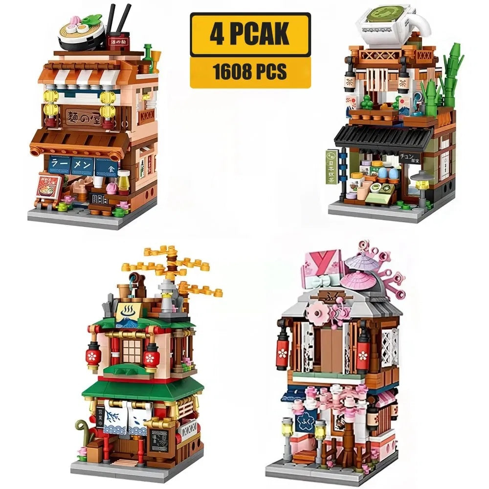 4 PACK Brick Building Set For Kids, 2969 PCS Building Blocks Kit Japanese Street Building Toy Set Gift For 6-15 Years Old Kid And Adult - KreovaKids