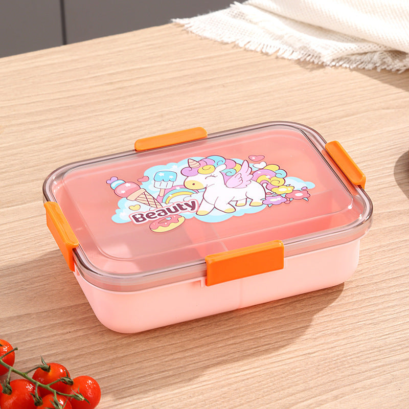 304 Stainless Steel Lunch Box Students Divided Into Lunch Box Three Grids - KreovaKids