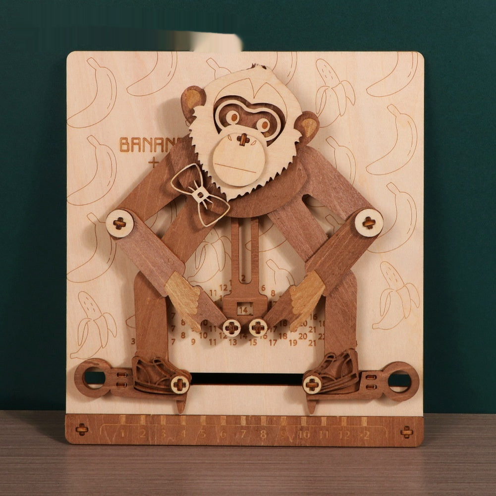 Monkey Wooden Mechanical Model Movable Assembled Children&