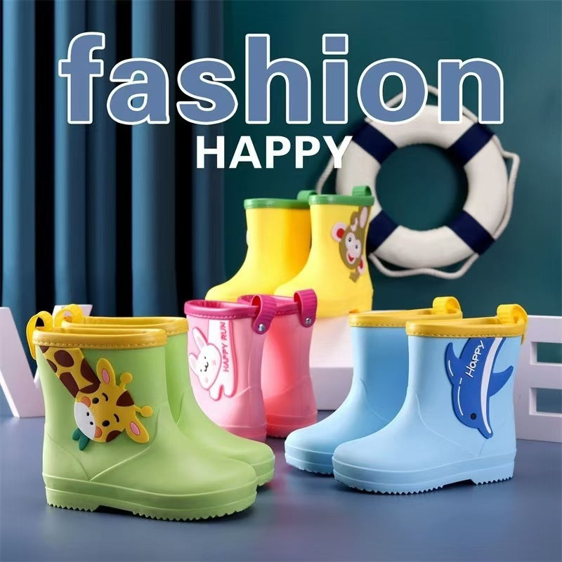 Removable Cartoon Giraffe Rain Shoes Boys And Girls Animal Pattern Rain Boots - KreovaKids