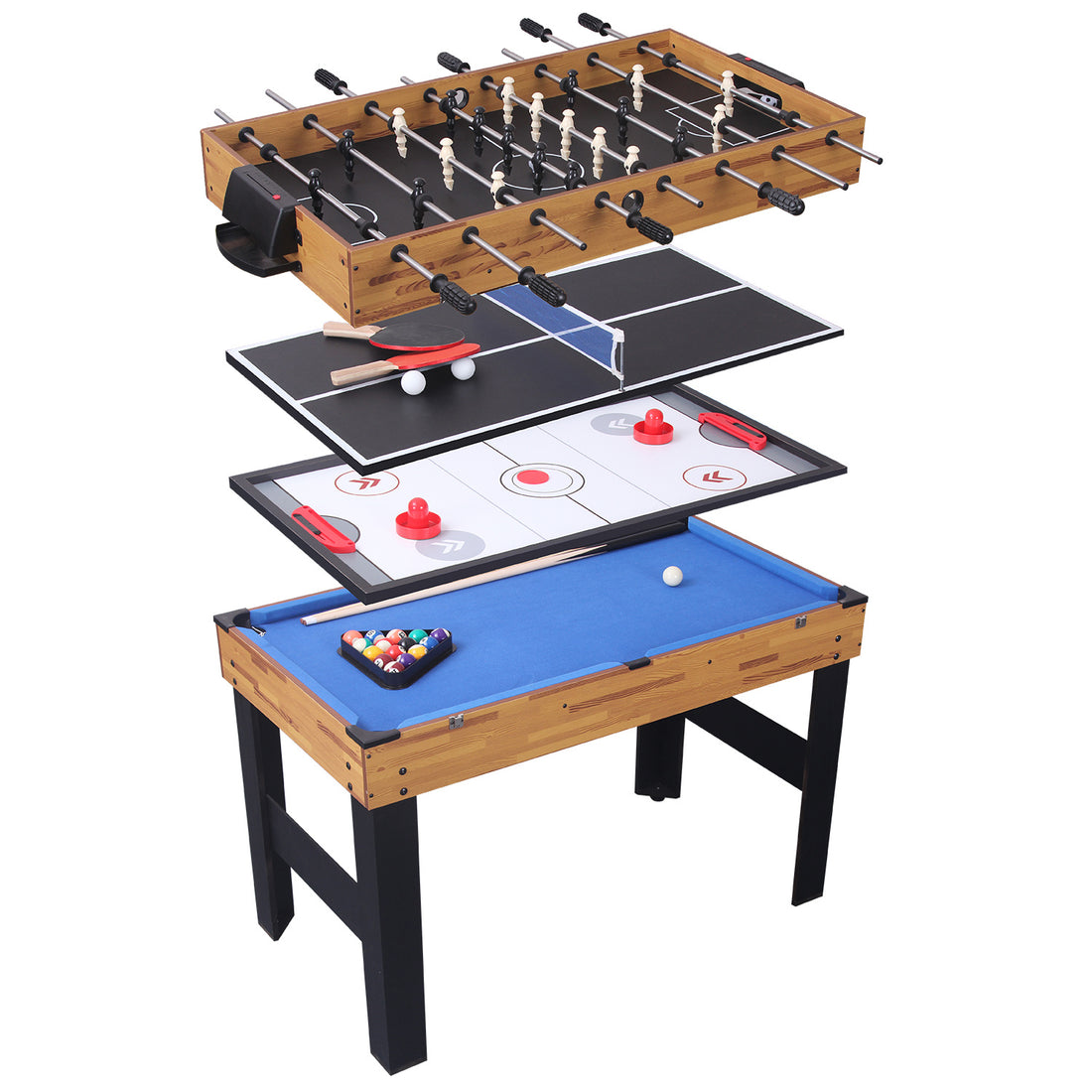 48in Folding Portable Combination Game Table Set With Ping Pong, Air Hockey, Pool Billiards For Kids And Adults, Indoor And Outdoor Games - KreovaKids