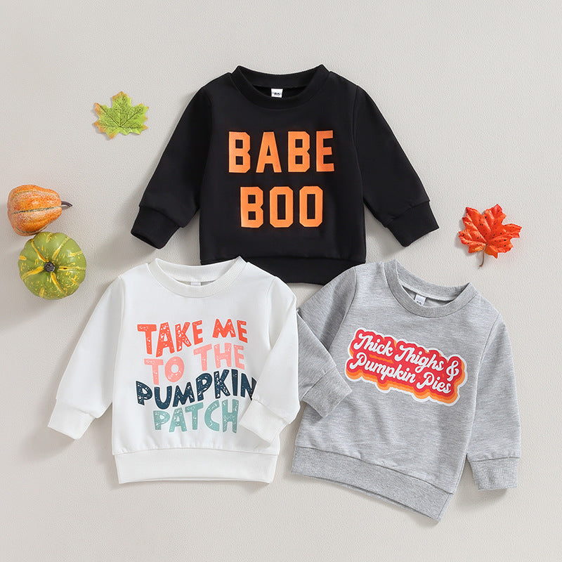 Halloween Clothing Infant and Toddler Letter Printed Long Sleeve Sweater - KreovaKids