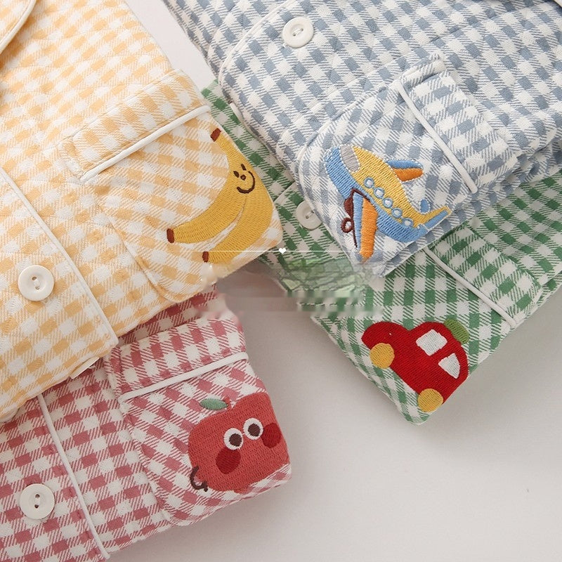Autumn And Winter Cotton Thick Air Cotton Long Sleeved Pajamas For Girls And Boys - KreovaKids