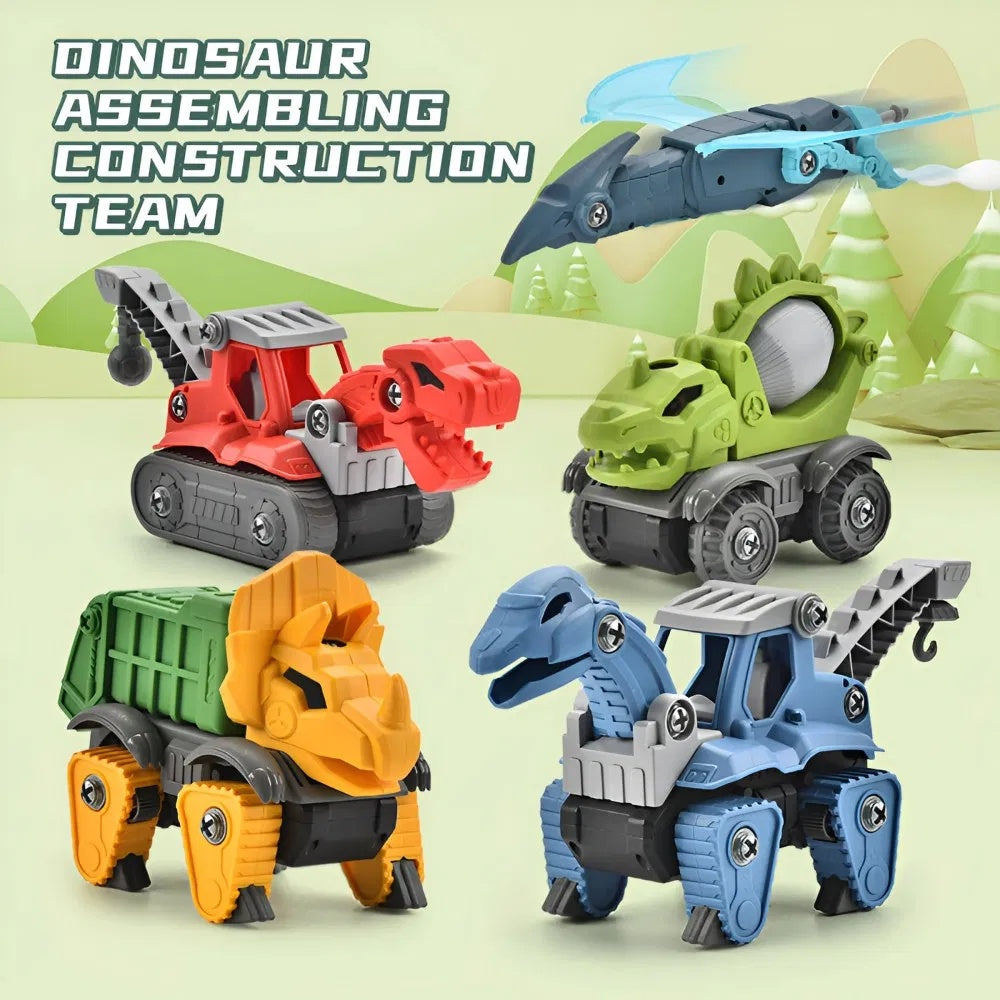 5 Pack Take Apart Dinosaur Set With Electric Drill, Construction Building Toy For Boys, Ideal Xmas Birthday Gift - KreovaKids