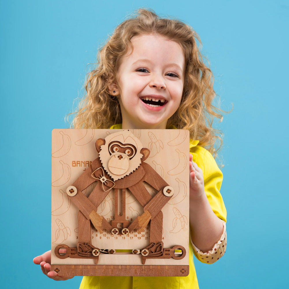 Monkey Wooden Mechanical Model Movable Assembled Children&