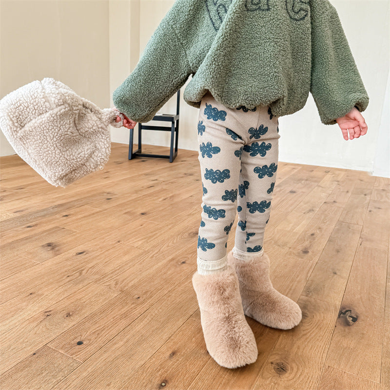 Girls Winter Fleece-lined Thick Leggings - KreovaKids