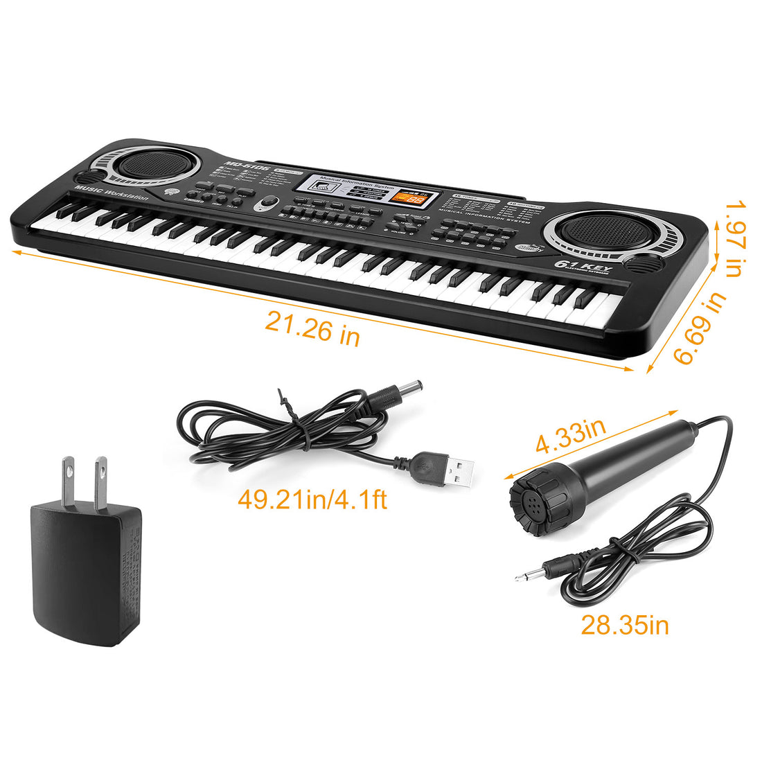 61 Keys Digital Music Electronic Keyboard Electric Piano Musical Instrument Kids Learning Keyboard With Microphone For Beginners Kids Girls Boys Adults - KreovaKids